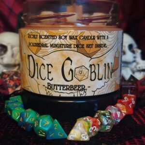 DiceGoblin gyertya - Vajsör - ajándék miniatűr kockaszettel