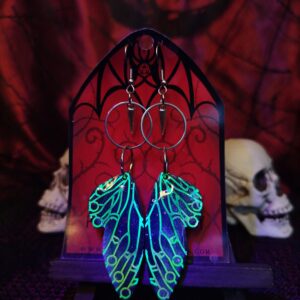 Cyberpunk Pixie - neon alaplap - nemesacél fülbevaló