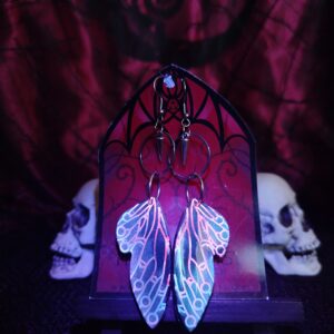 Cyberpunk Pixie - pink alaplap - nemesacél fülbevaló