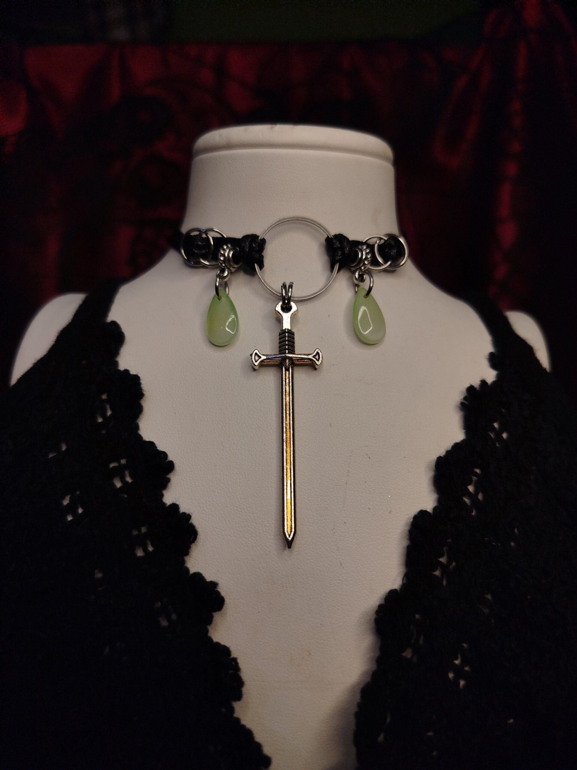 Druida Nemesacél műbőr choker és nyaklánc egyben