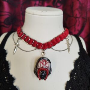 Vessel (Sleep Token) vörös (1.) - Fémmel fonott szatén choker