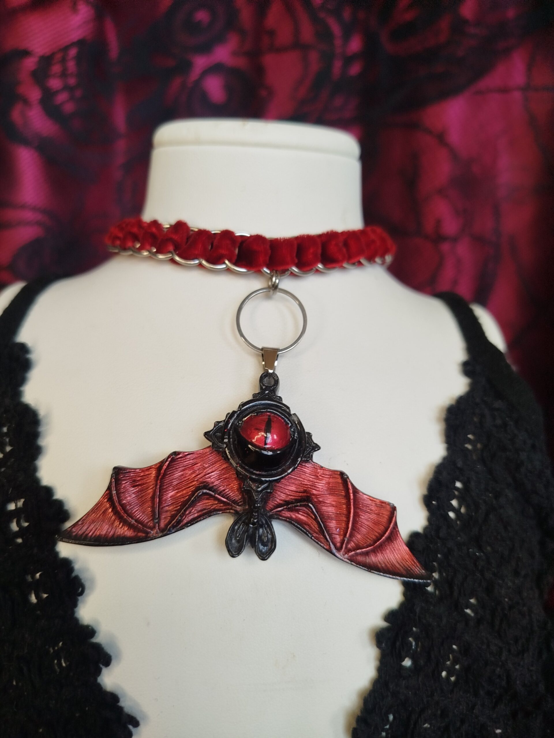 Boo Bat - Fémmel fonott bársony choker - Image 2