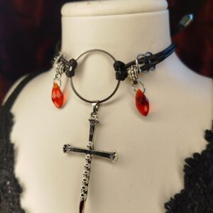 Vampire Hunter (fekete)  Nemesacél műbőr choker és nyaklánc egyben